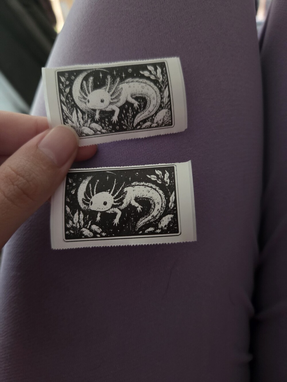 Black & White Axolotl Sticker 2-Pack | 2” Celestial Axolotl Stickers